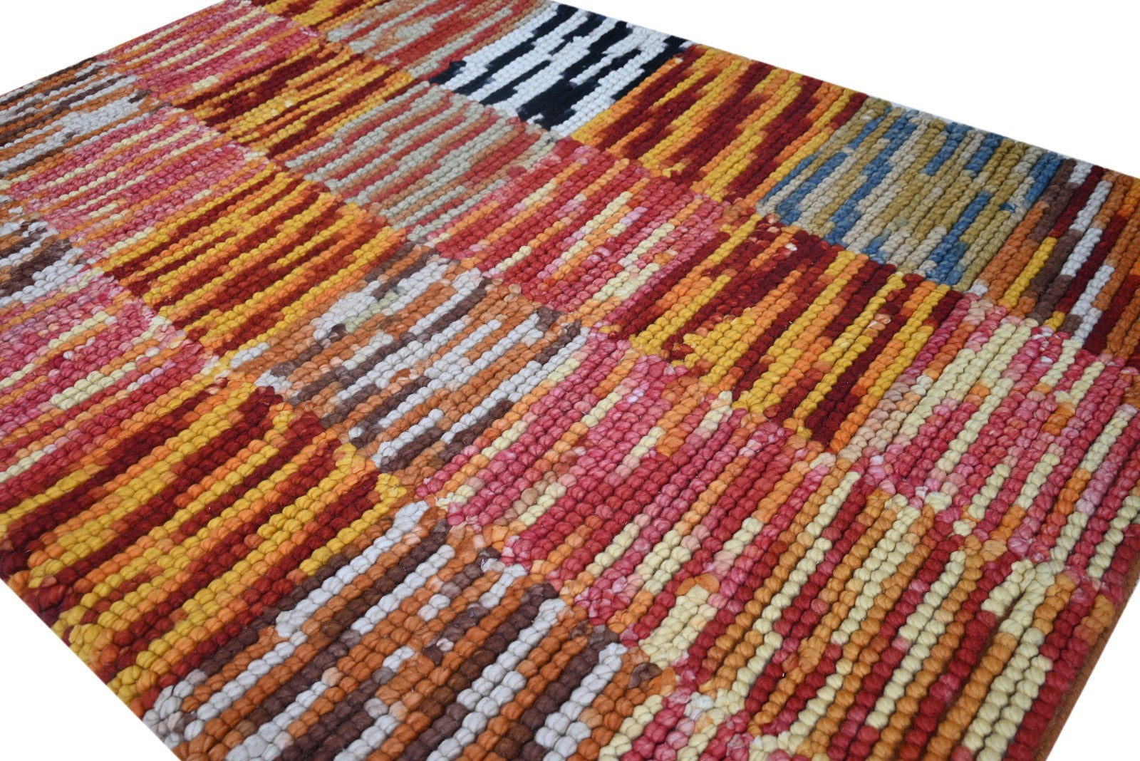 Bunter Wollteppich 150x240 cm Handgefertigt Modern Natur Teppich sh167