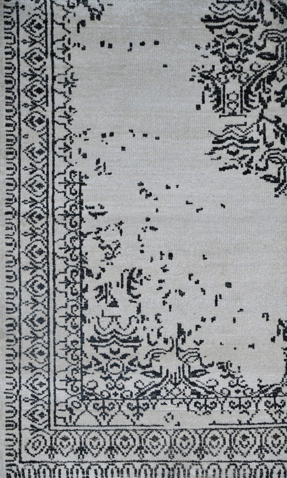 Modernes Handgeknüpfter Bambus 90x150 Vintag weiß silberWohnzimmer Teppich SH172