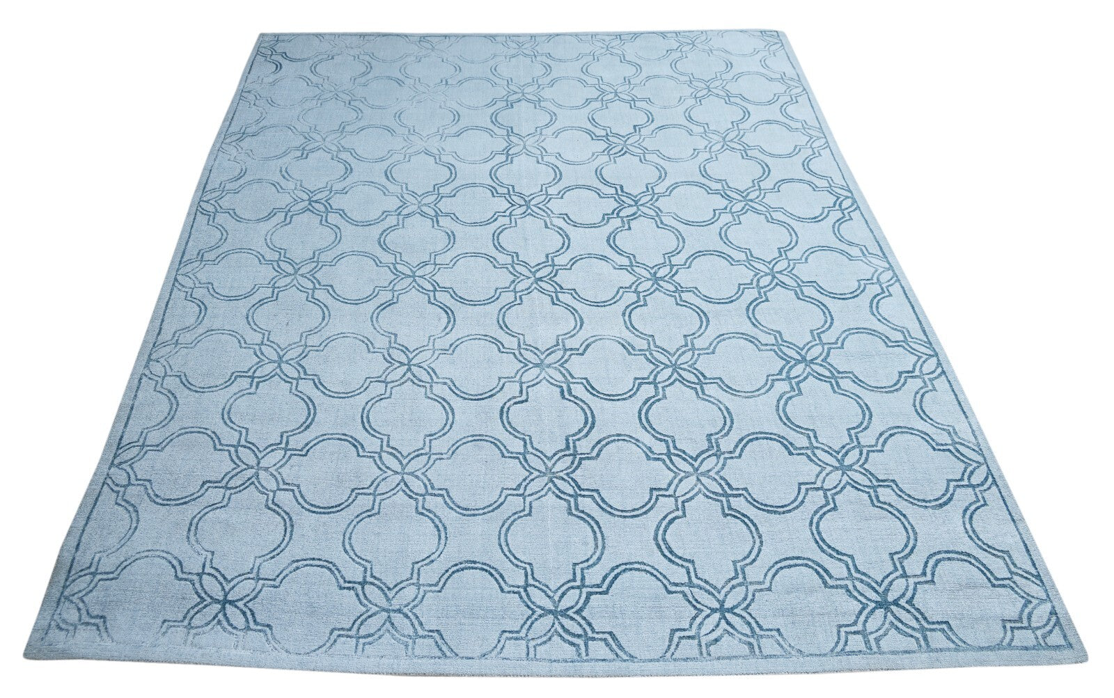 Alfombra tejida a mano 240x300 seda azul plátano aspecto brillante salón SH211