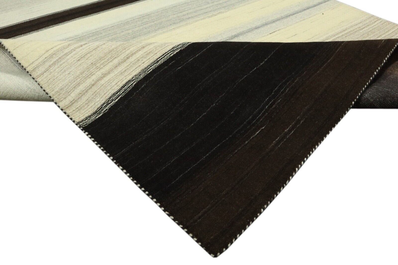 Tappeto 100% Lana 170x240 cm Grigio Nero Beige Tessuto a Mano Gabbeh LR1050 