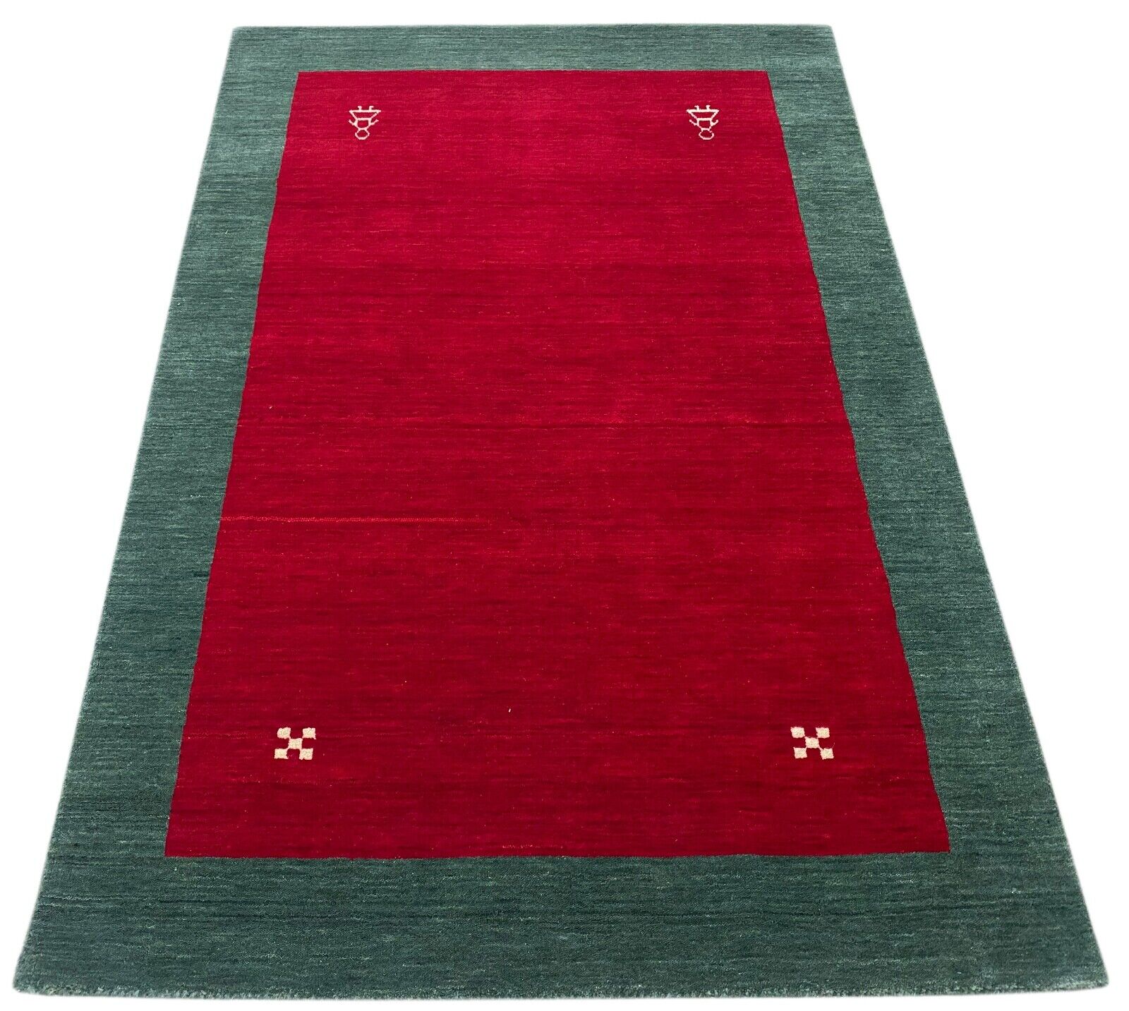 Rot Grün Teppich 100% Wolle Gabbeh 120x180 cm Handgewebt Home Deko WR160 