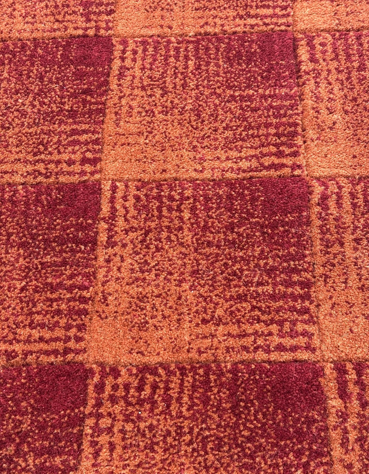 Handgetufteter Teppich 60x90 cm Dunkelrot Modern Muster Design Wolle R102