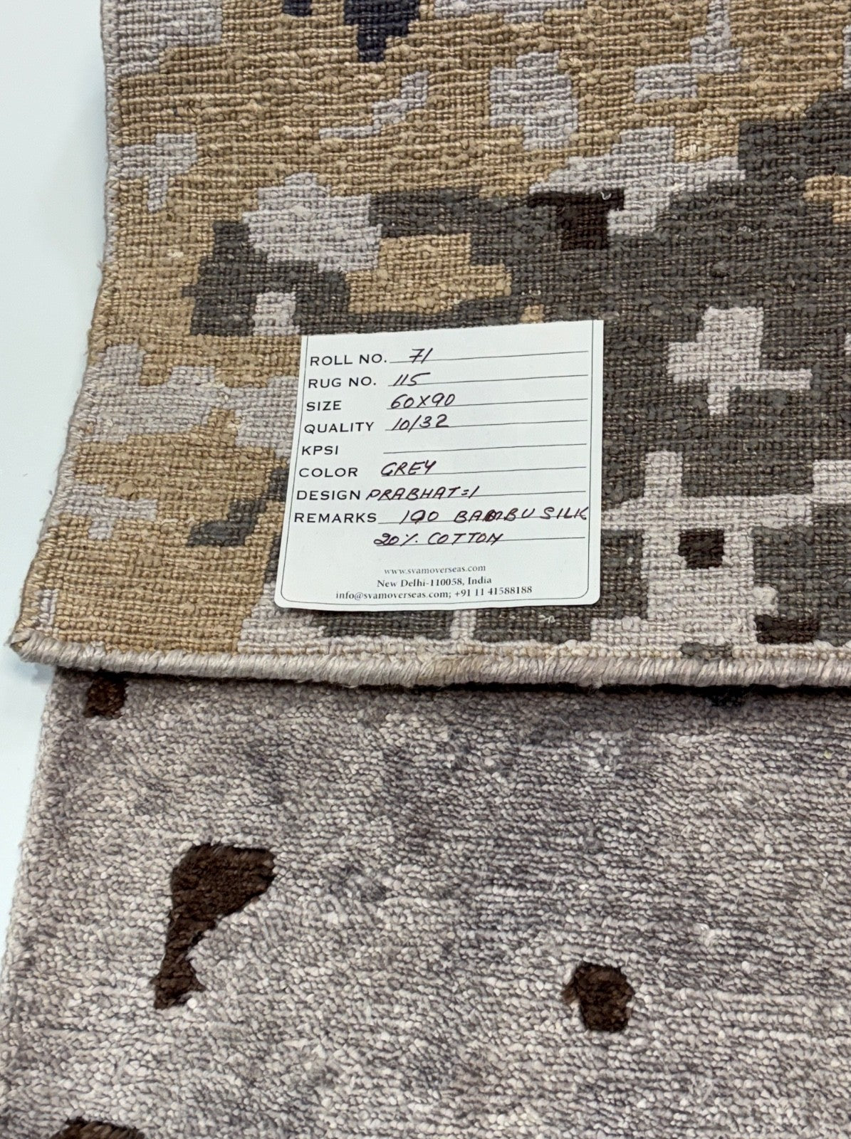 Handgeknüpfter Designer Teppich 60x90 cm Multigrau Glanz Bambus-Seide R115