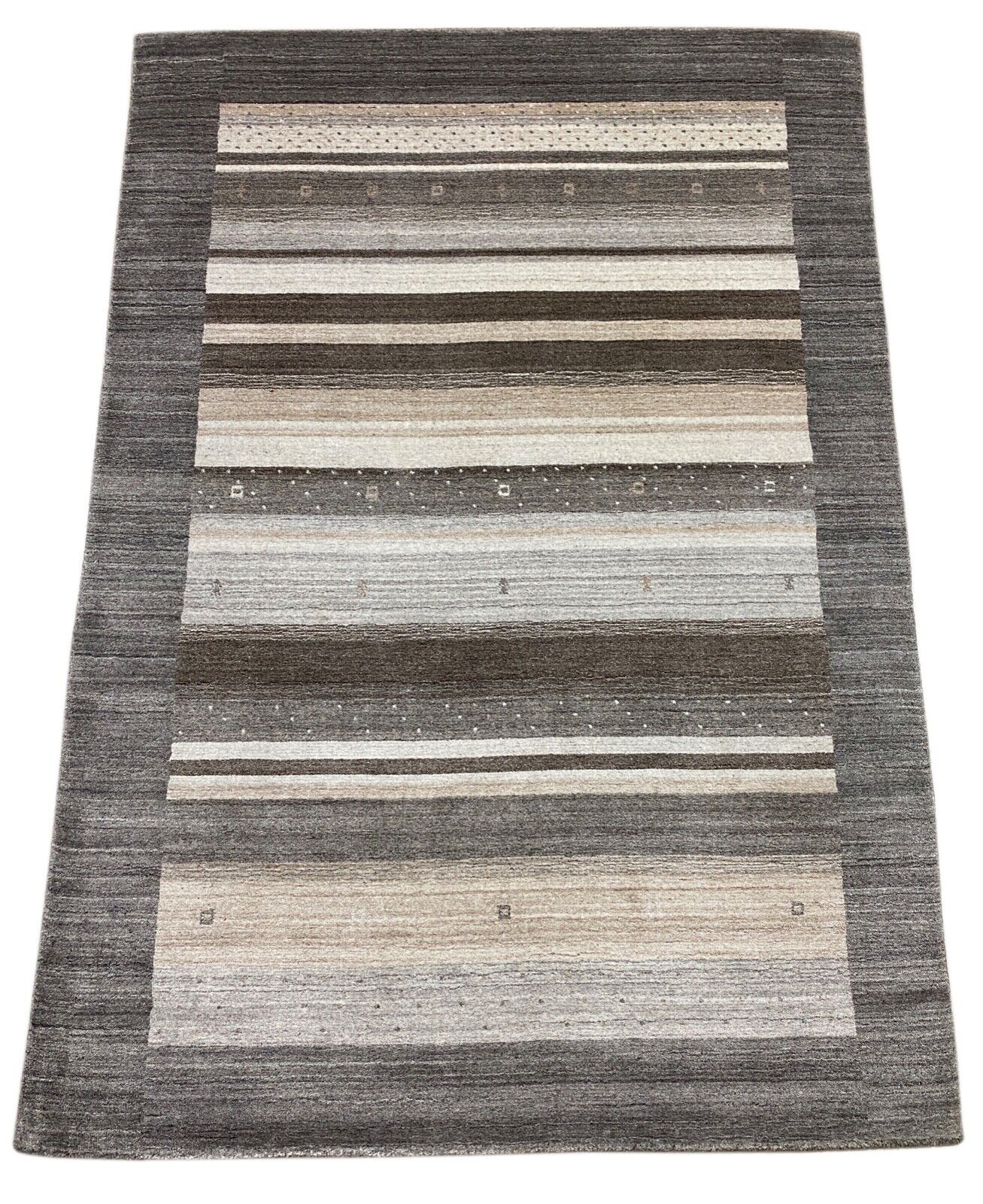 Grau Gabbeh Teppich Wolle Viskose Fine Orientteppich Handgewebt Loom Brücke