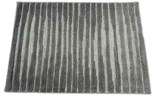 Handgeknüpfter Teppich 60x90 aus Wolle Modern Grau und Beige DKD-768