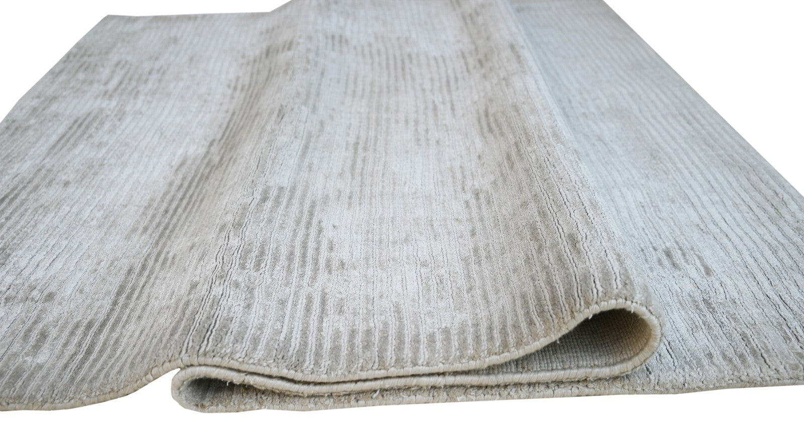 Handgewebter Teppich 90x150  WEISS  Viskose Glanzoptik  Wohnzimmer SH151