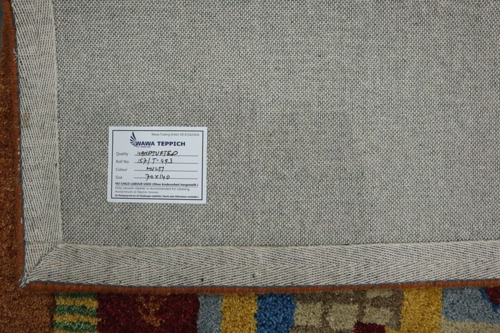 Gabbeh Teppich 100% Wolle 70X140 cm Handarbeit Terrakotta Handgetuftet T993