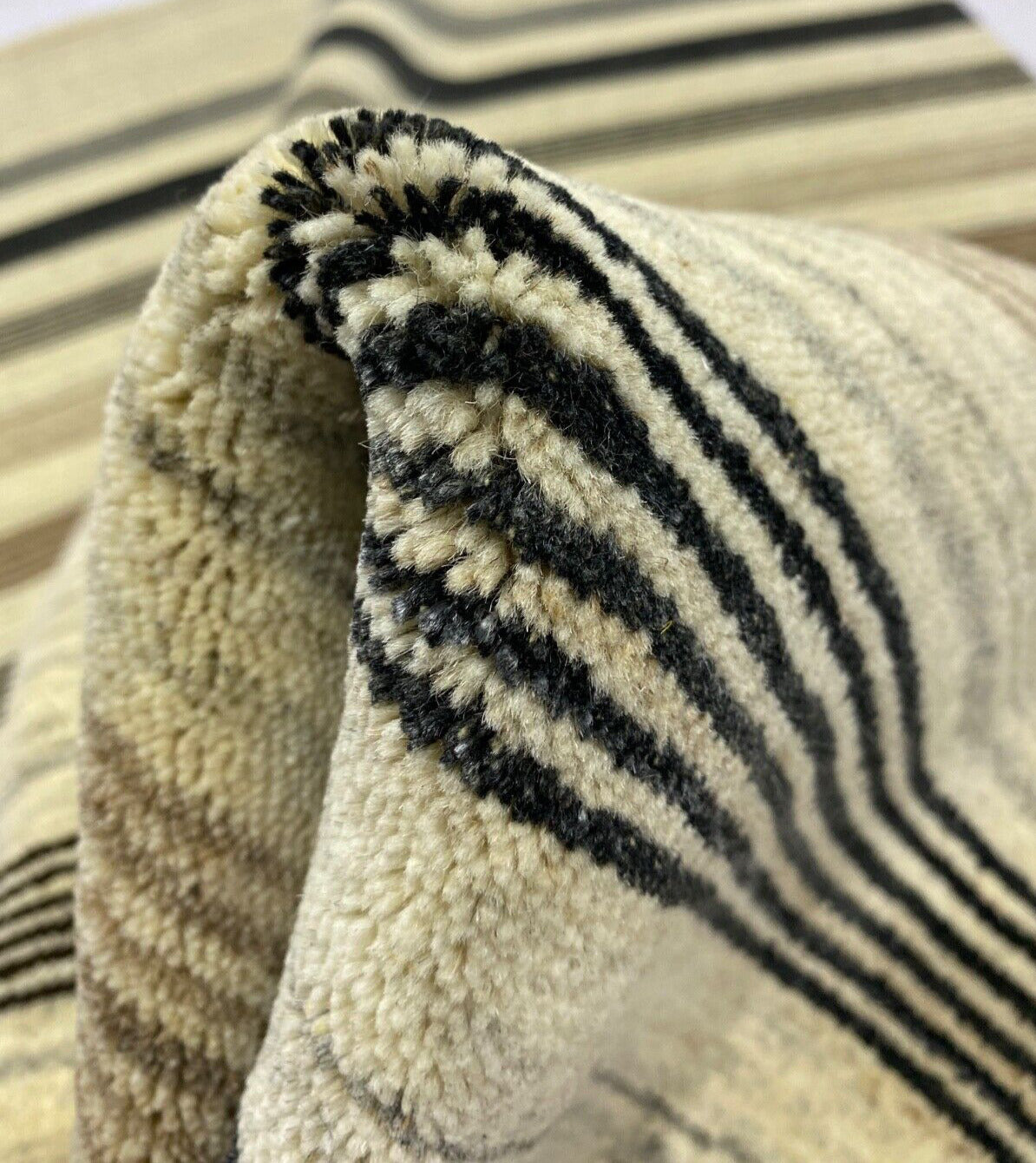 Gabbeh Teppich 100% Wolle Beige Schwarz lori Handgewebt 120x180 cm S198