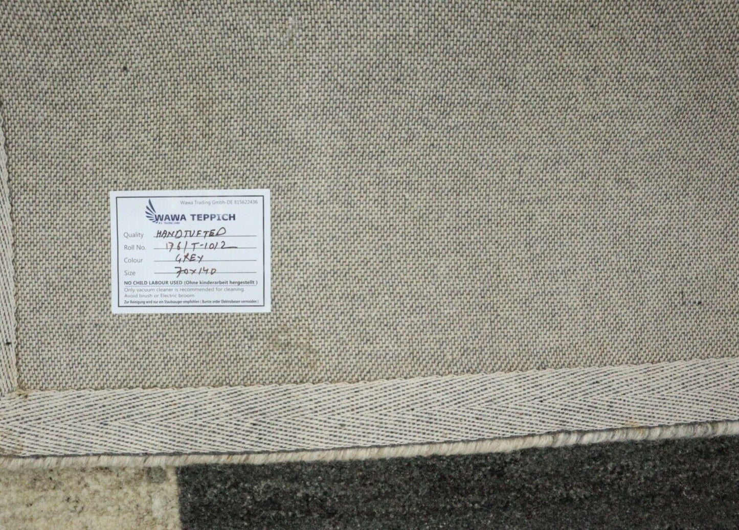 Gabbeh Teppich 100% Wolle 70X140 cm Handarbeit anthrazit grau Handgetuftet T1012