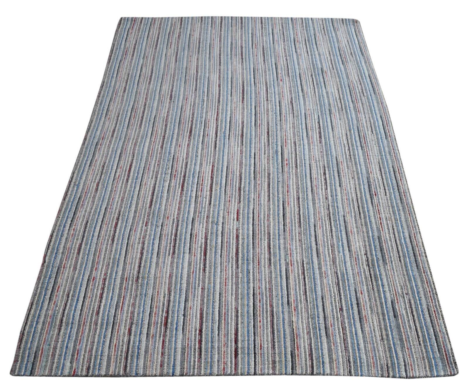 Handgewebter Teppich 150x240 BLAU Glanzoptik Wolle Flach Wohnzimmer SH115