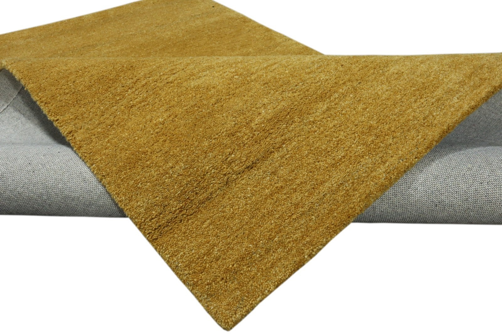 Gabbeh Teppich 100% Wolle Gold Uni Farbe 120x180 cm  Handgemacht PL24