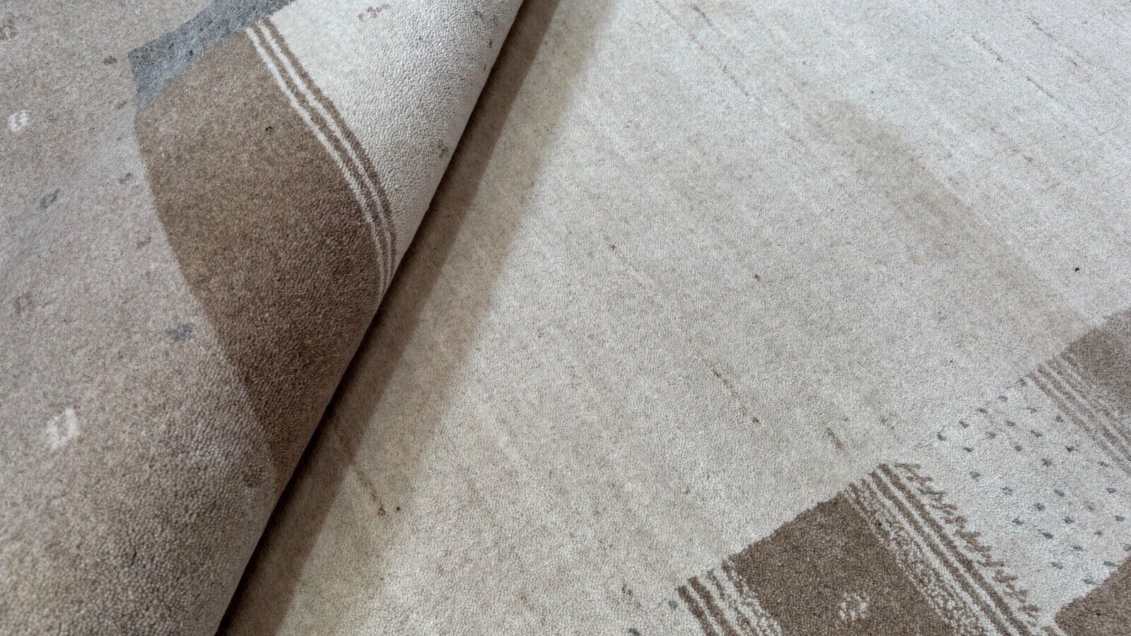 Beige Naturfarbe Gabbeh Teppich 100% Wolle Handgewebt Schurwolle 170x240 cm st35