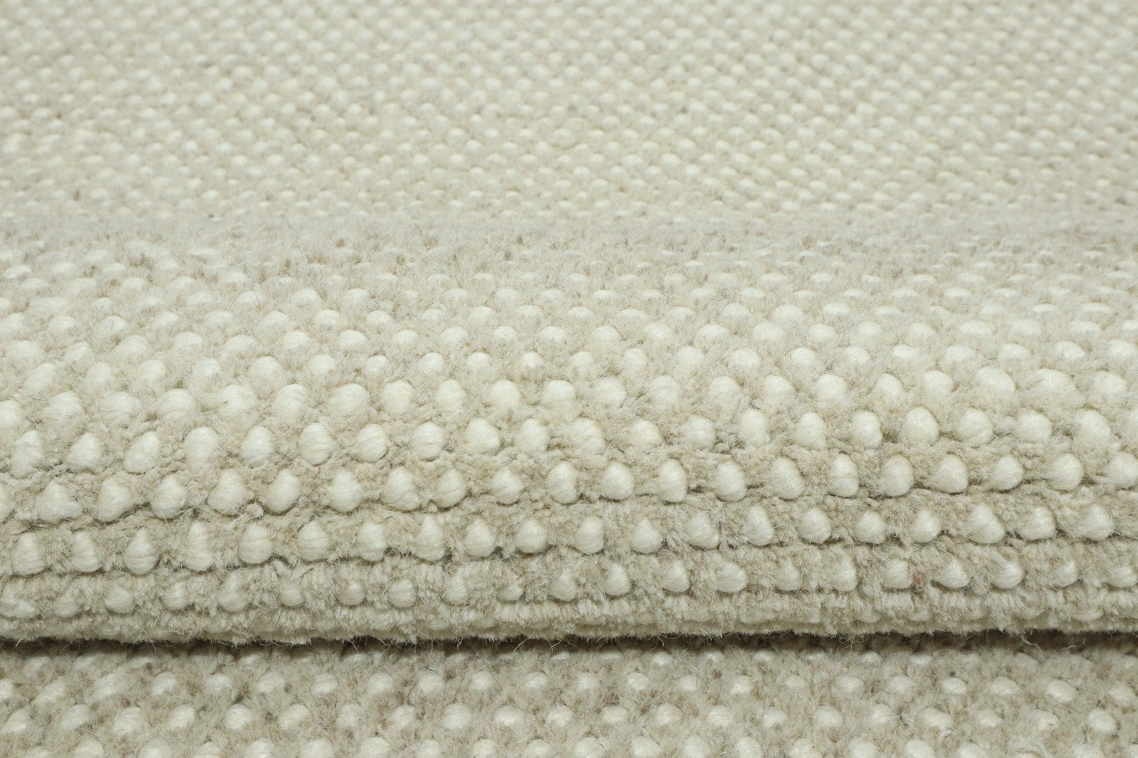 Silber Design Teppich Läufer 100% Wolle Handgewebt Beige Creme Weich D727