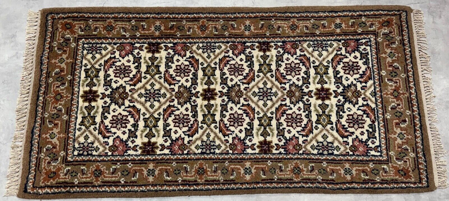 Herati Handgeknüpft Teppich 100% Wolle Orientteppich Beige Braun