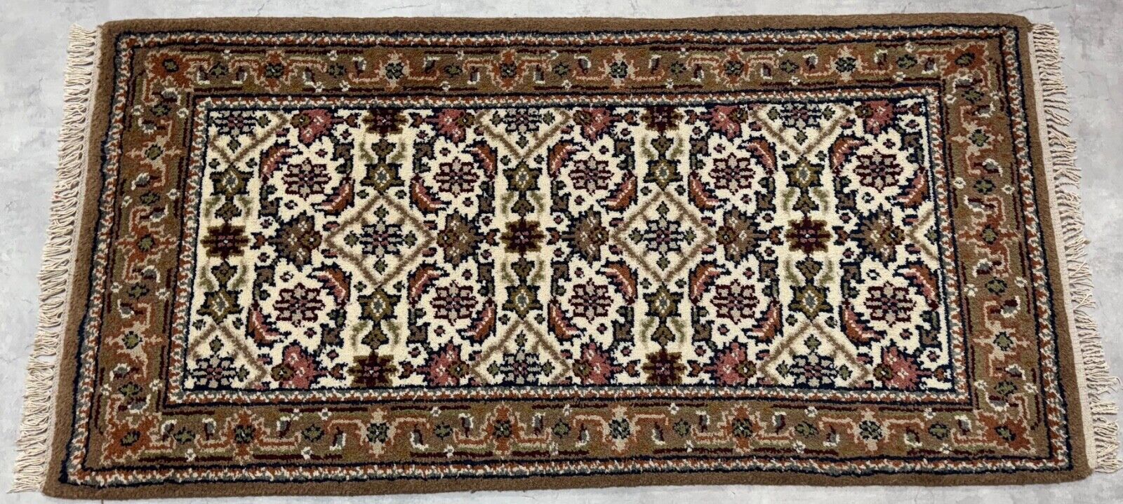 Herati Handgeknüpft Teppich 100% Wolle Orientteppich Beige Braun