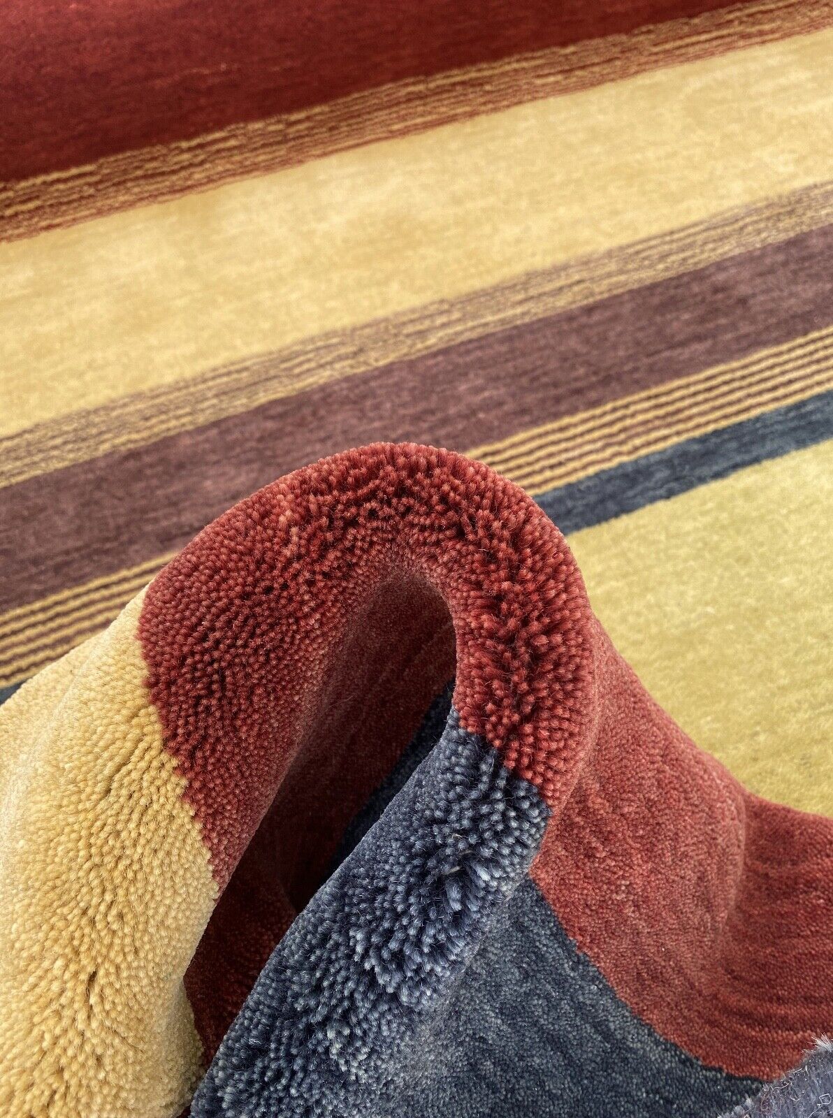 Gabbeh Teppich 100% Wolle 120x180 cm Rot Gold Bunt Handgewebt Orientteppich BR10