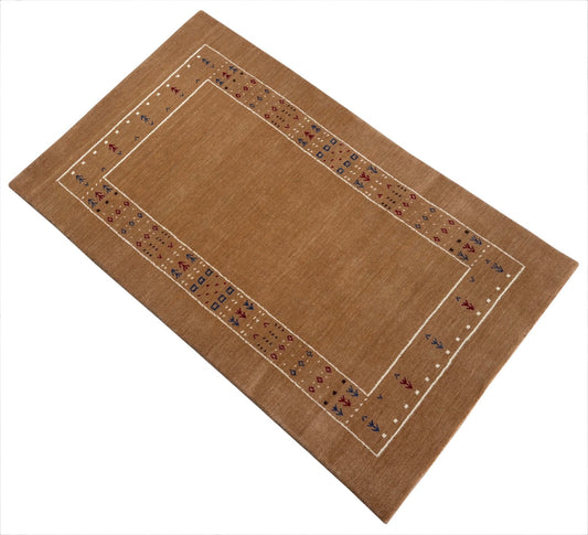 Gabbeh Teppich 90x160 cm Handgewebt 100% Wolle Peach Caramel Orient Modern ac1