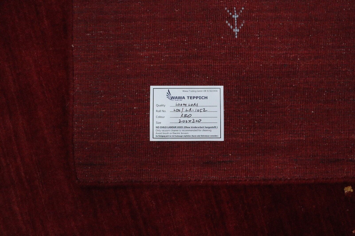 Rot Gabbeh Teppich 100% Wolle 200x300 cm Handgewebt Orientteppich Lr1052