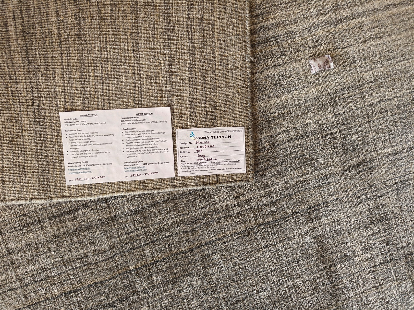 手工编织地毯 240x300 灰色亮面羊毛客厅地毯 SH212