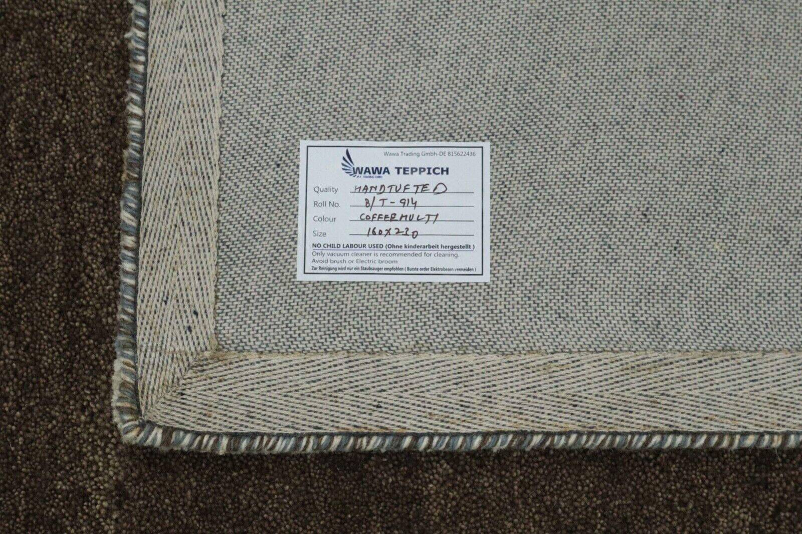 Braun Orient Teppich 100% Wolle 160X230 cm Kaffeefarbe Handgetuftet T914