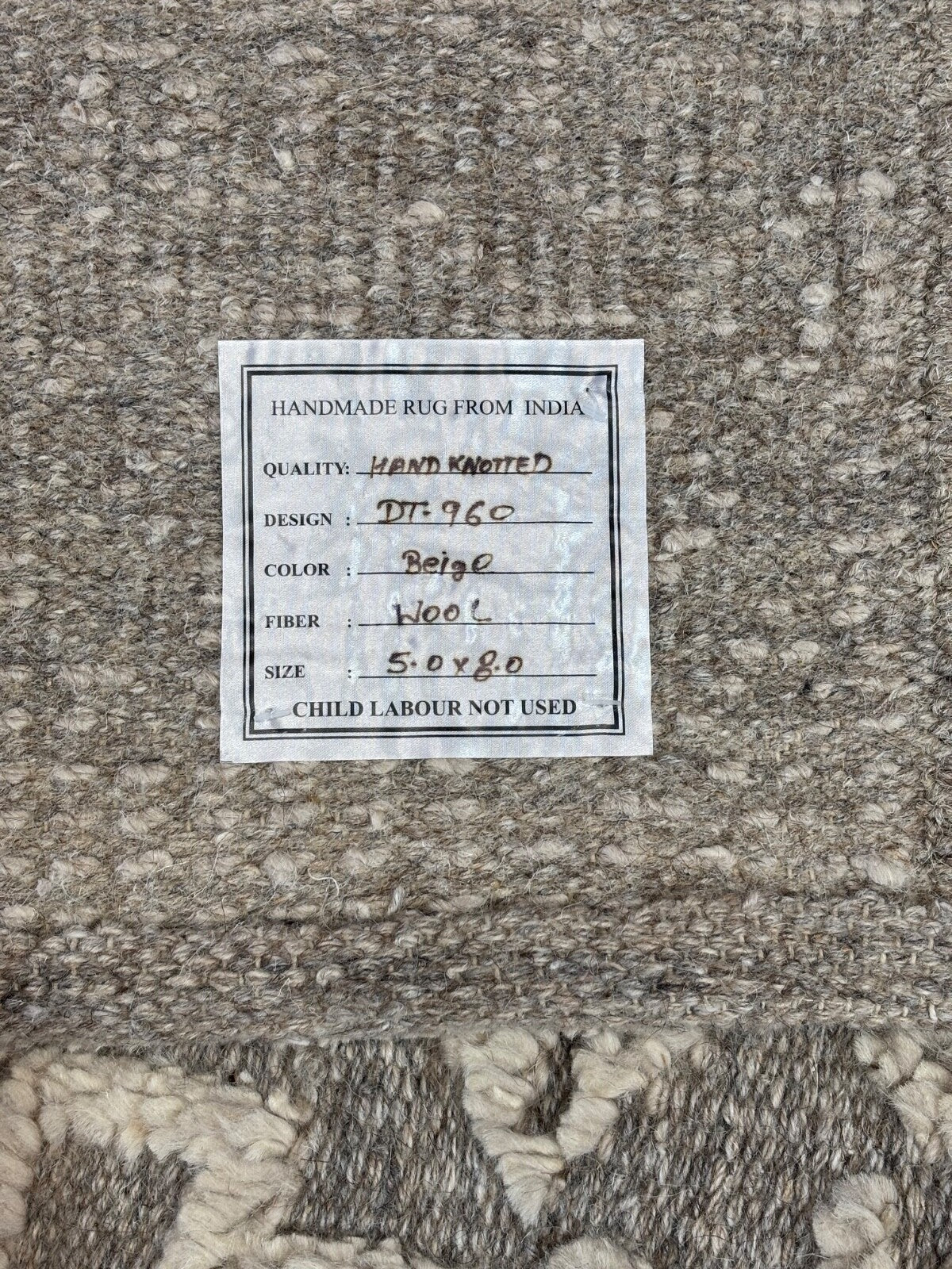 Handgeknüpfter Wollteppich 152x243 cm Beige Grau  Modern Design DT960