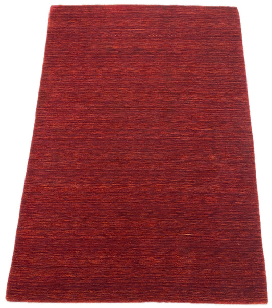 Dunkel Rot Teppich Handgefertigter Hochwertig Wollteppich 123x176 cm S193