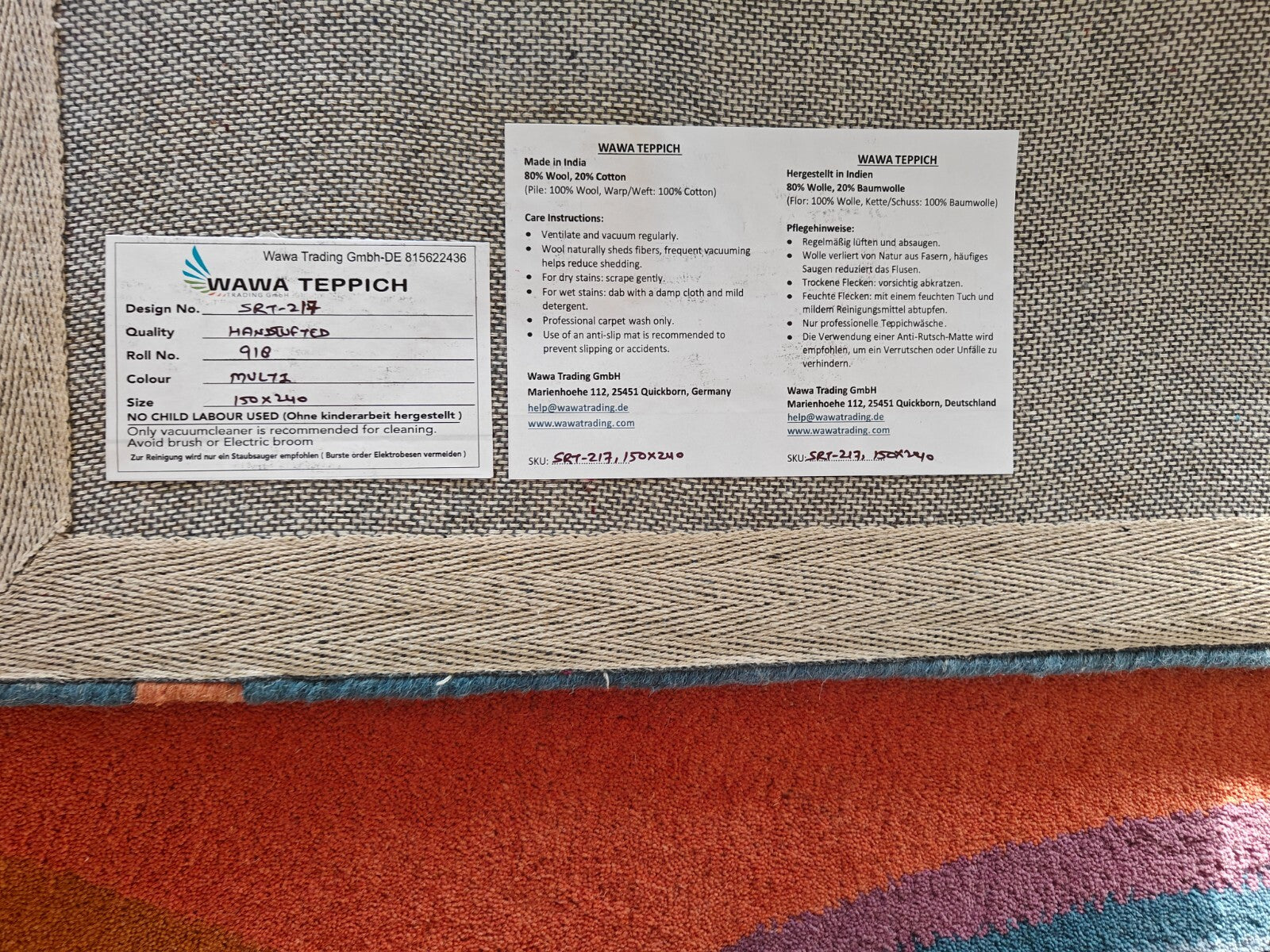 Handgetufteter Wolle teppich 150x240 multi  Modern Wohnzimmer SH236