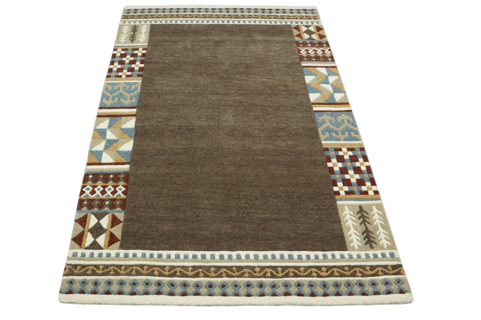 Braun Orient Teppich 100% Wolle 160X230 cm Kaffeefarbe Handgetuftet T914