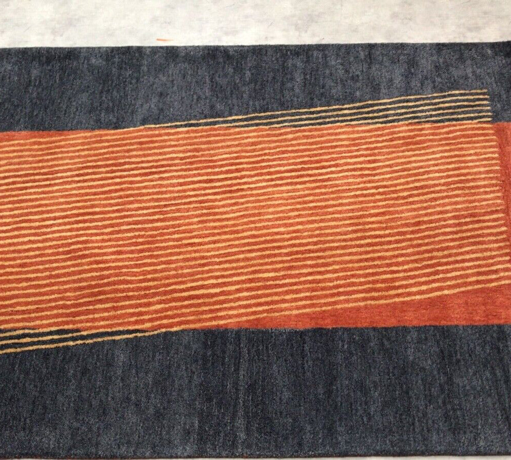 Orange Blau Teppich 160X230 cm 100% Wolle Orientteppich Handgetuftet HT398