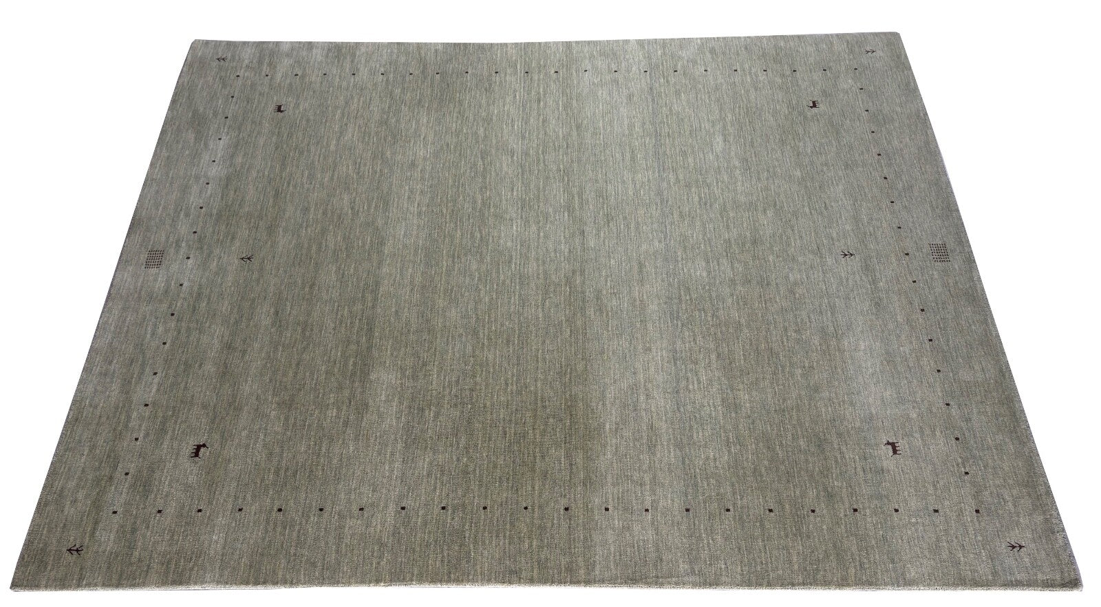 Handgewebter Wollteppich Olivgrün Uni Modern Teppich aus Wolle 242x300 cm WR129