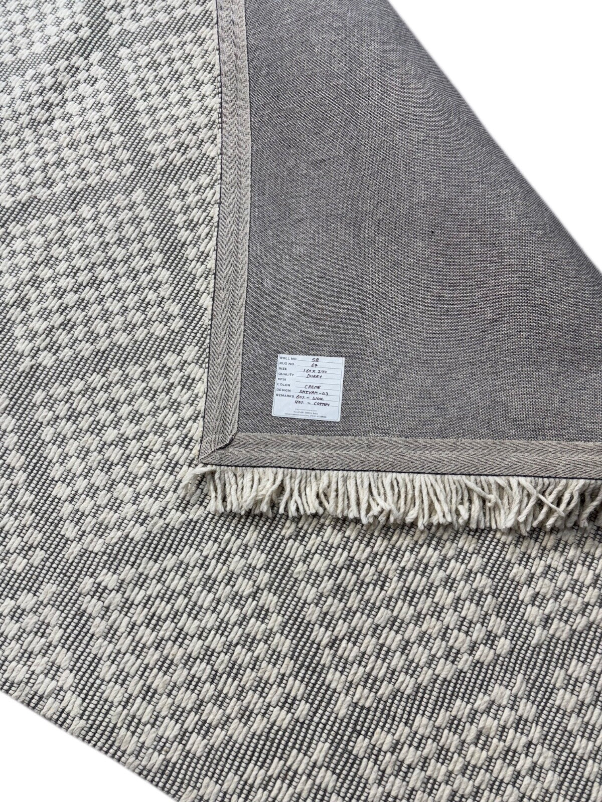 Handgefertigte Kilim Dhurry Teppich 160x240 cm Beige Grau 100% Wolle St67