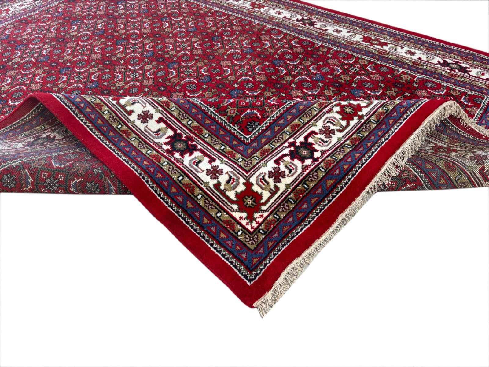 Orientteppich 250x350 Rot Handgeknüpft Herati Design 100 % Schurwolle Teppich