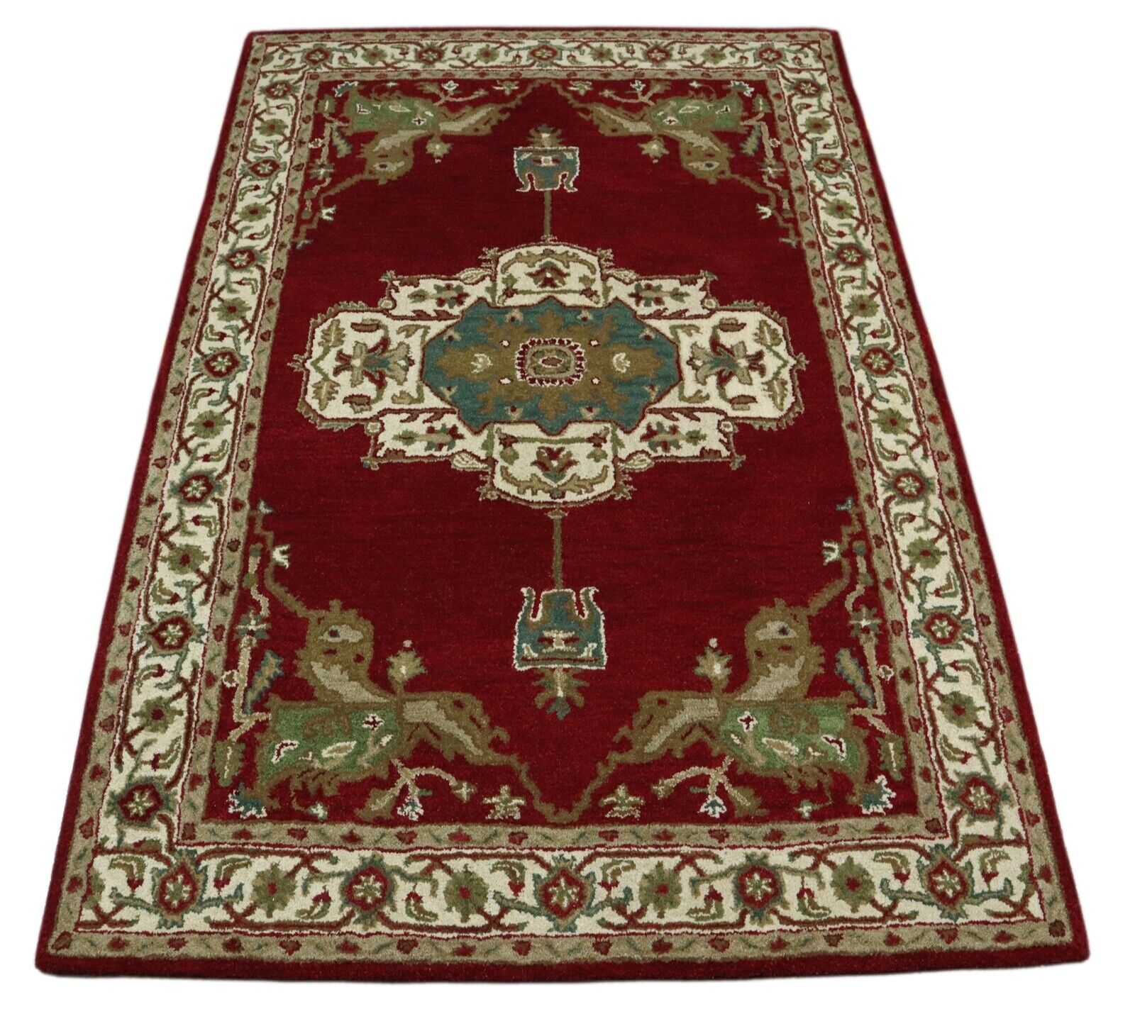 Rot Orient Teppich 100% Wolle 160X230 cm Handarbeit Handgetuftet T913