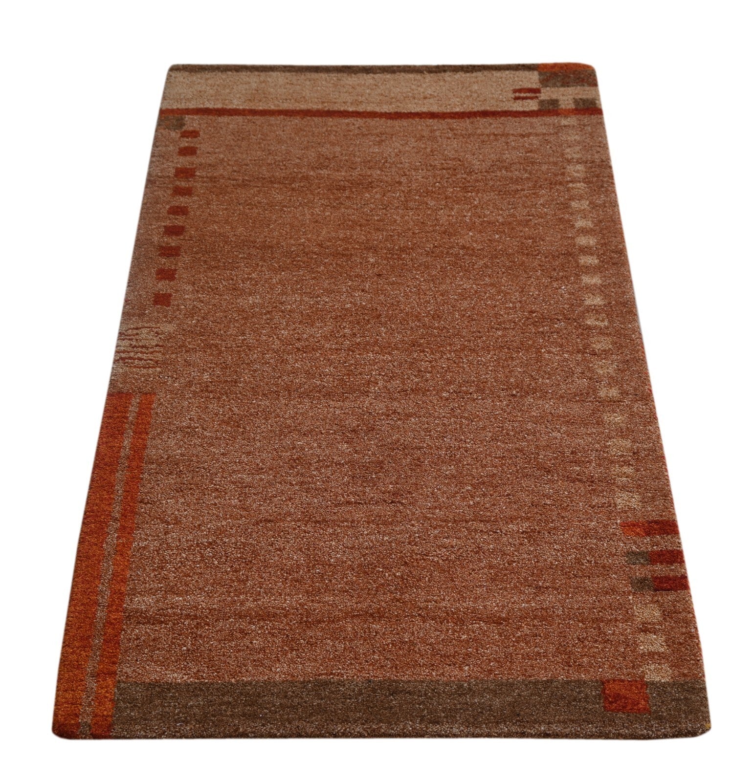 Modernes Handgeknüpfter Wolle 90x150 Vintage Rot Wohnzimmer Teppich SH155