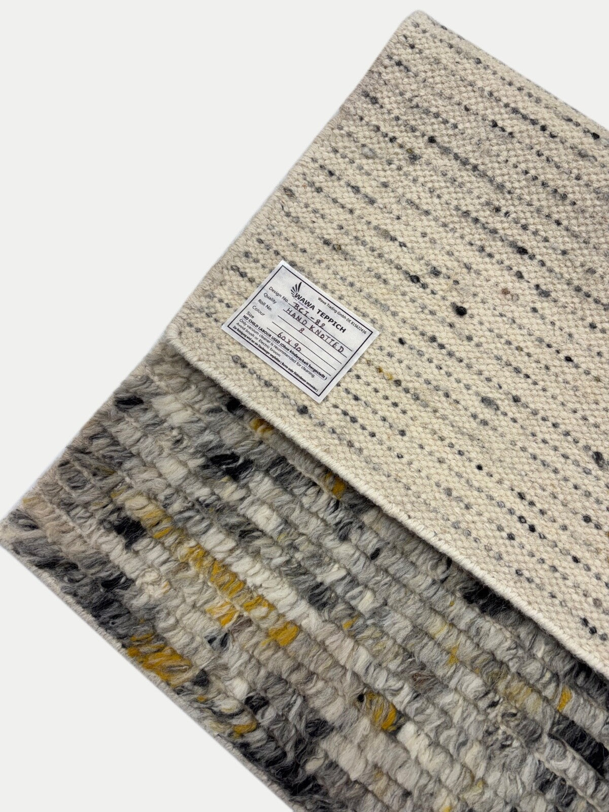 Tappeto annodato a mano in lana 100% 60x90 Tappeto dal design moderno Grigio Beige BCI88