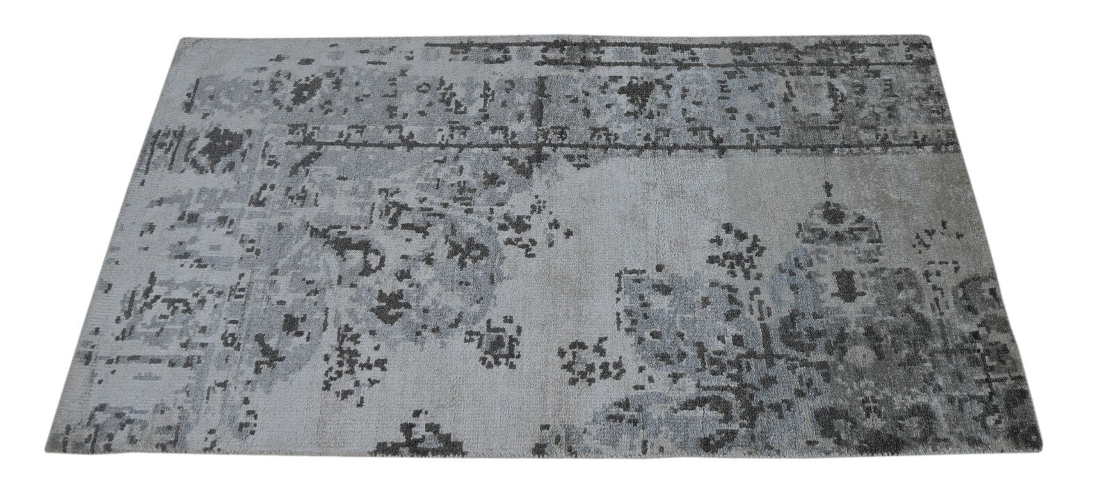 Moderna ročno vozlana bambusova preproga 90x150, vintage srebrna preproga za dnevno sobo SH150