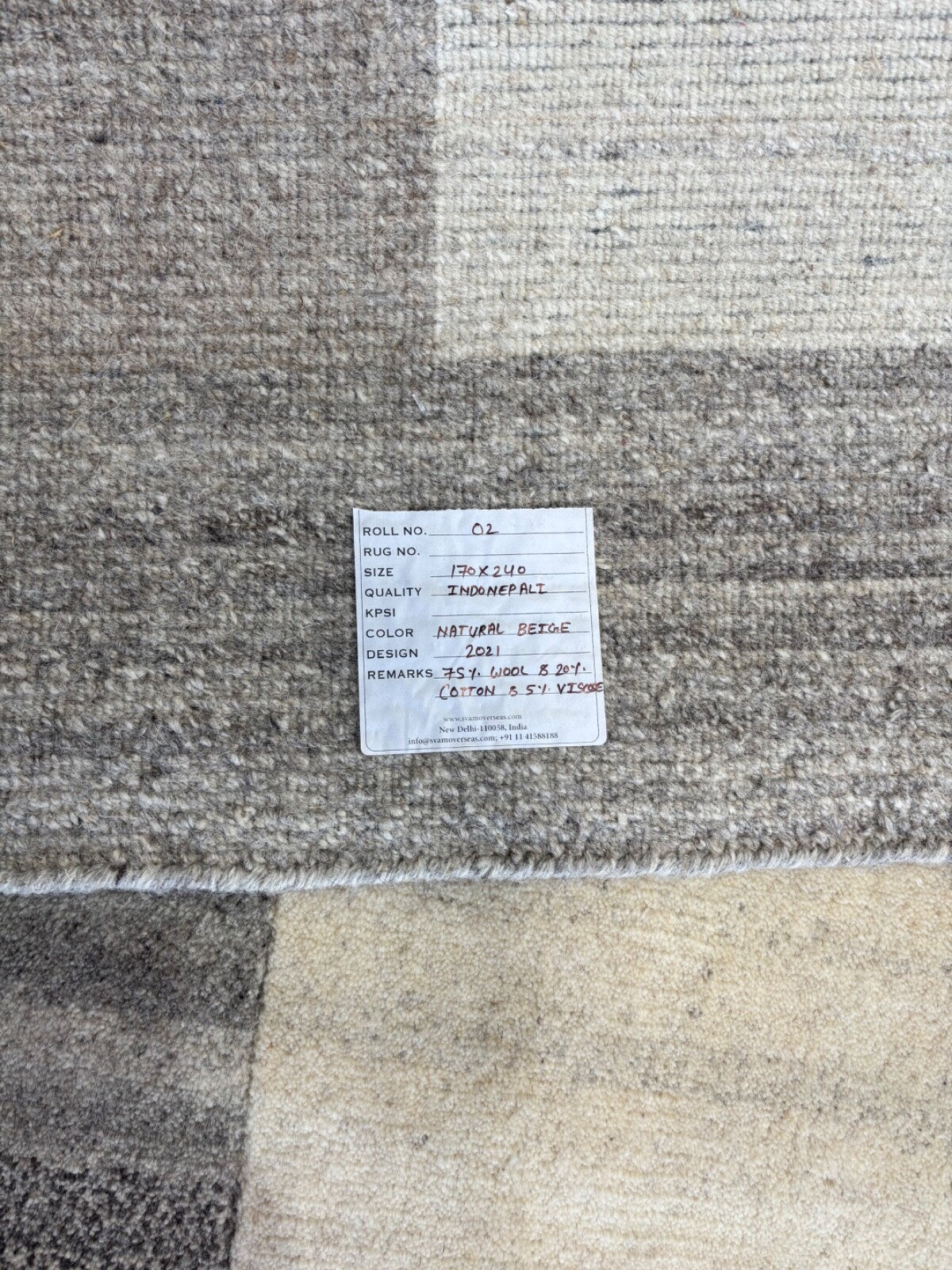 Nepal Käsinsolmittu Villamatto Luonnonväriset Harmaa, Beige 170x240 cm IN2021