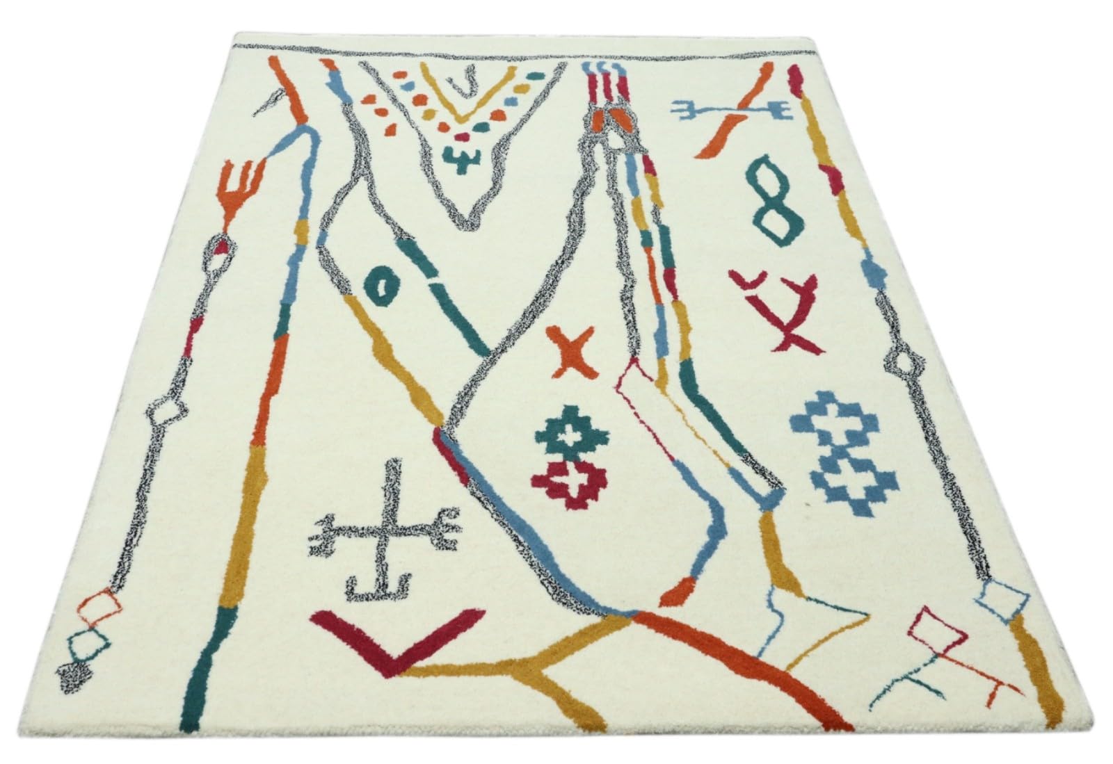 Wollteppich Bunt Berber Muster Marokko Stil Handgetuftet 120x180 cm 170X240 cm