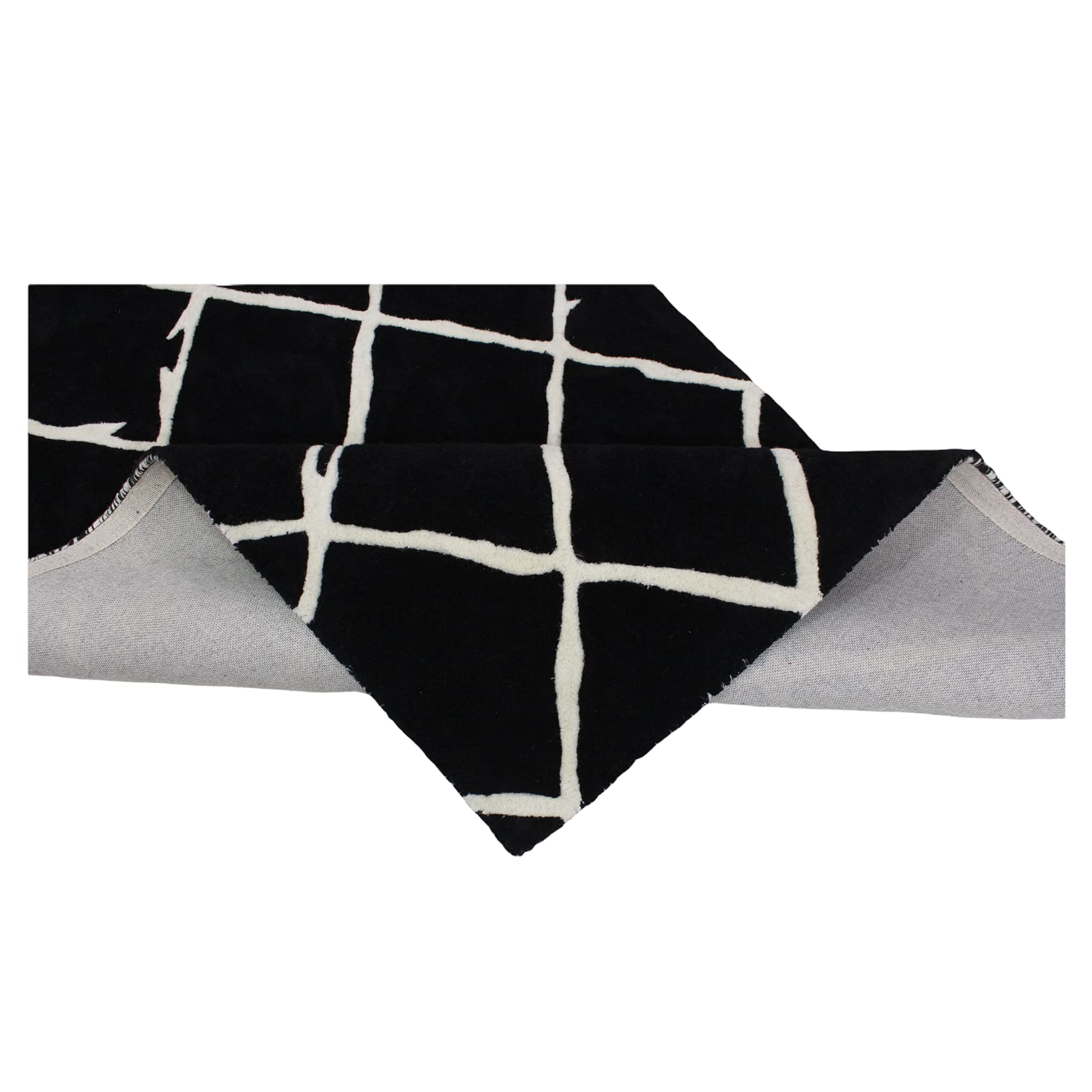 Schwarz Beige 100% Wolle Teppich Handarbeit (ME-1, 120 x 180 cm)