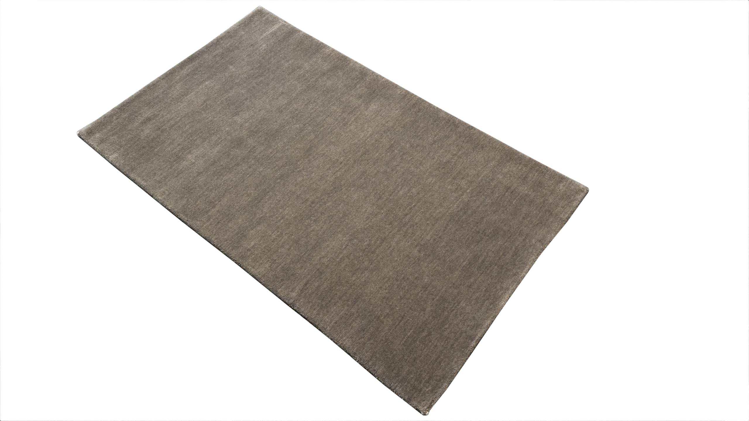 Taup Grau Teppich 100% Wolle 90x160 cm Handgewebt einfarbig gefärbt Uni AN2