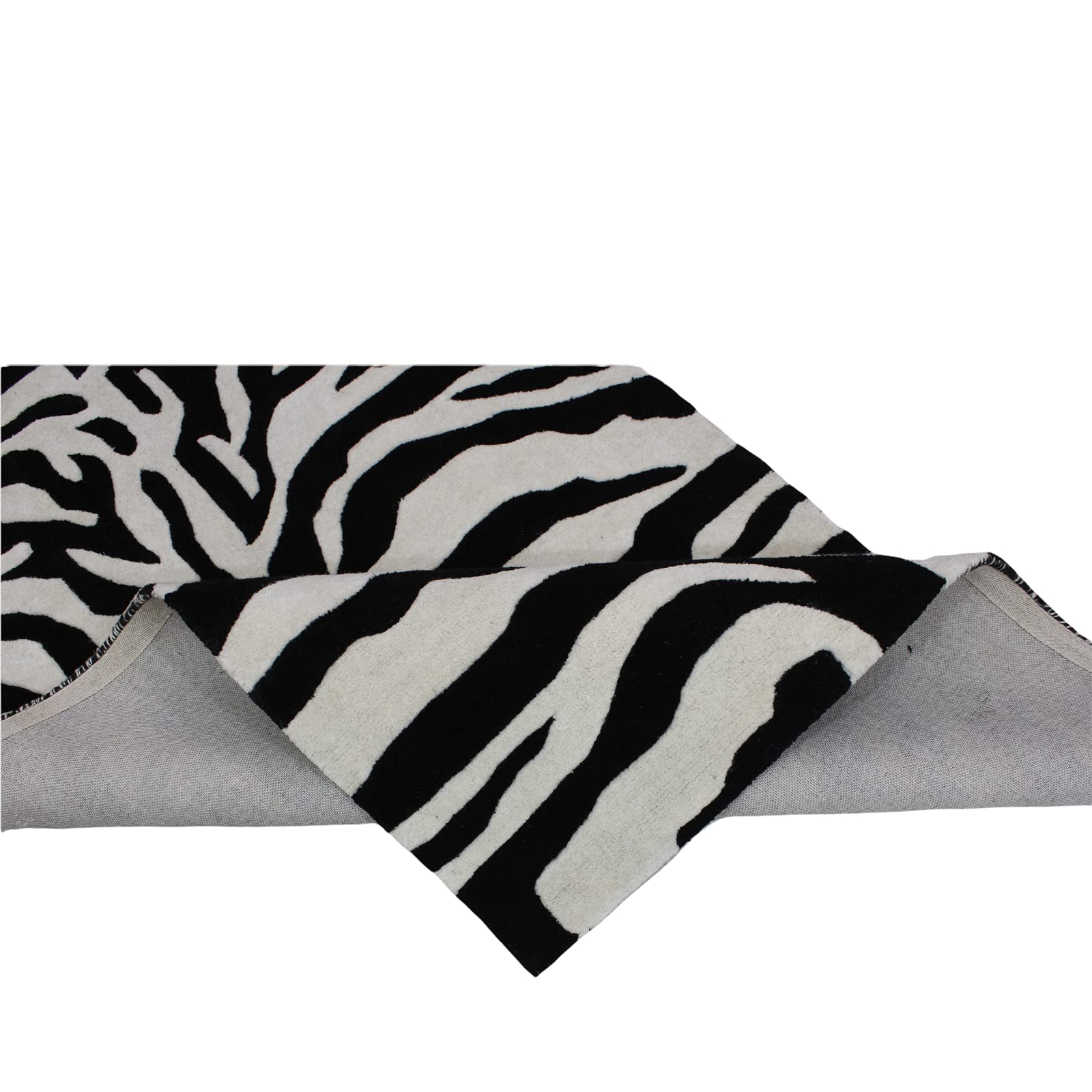 Schwarz Beige 100% Wolle Teppich Handarbeit (ME-5, 120 x 180 cm)