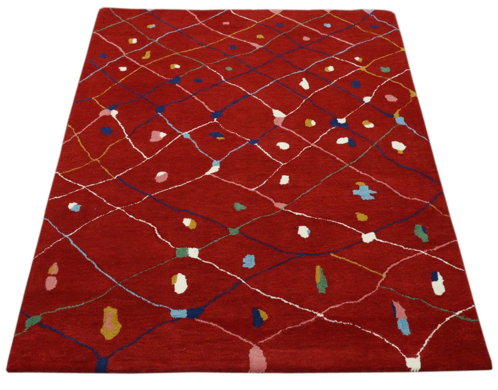 Wollteppich Bunt Berber Muster Marokko Stil Handgetuftet 120x180 cm 170X240 cm