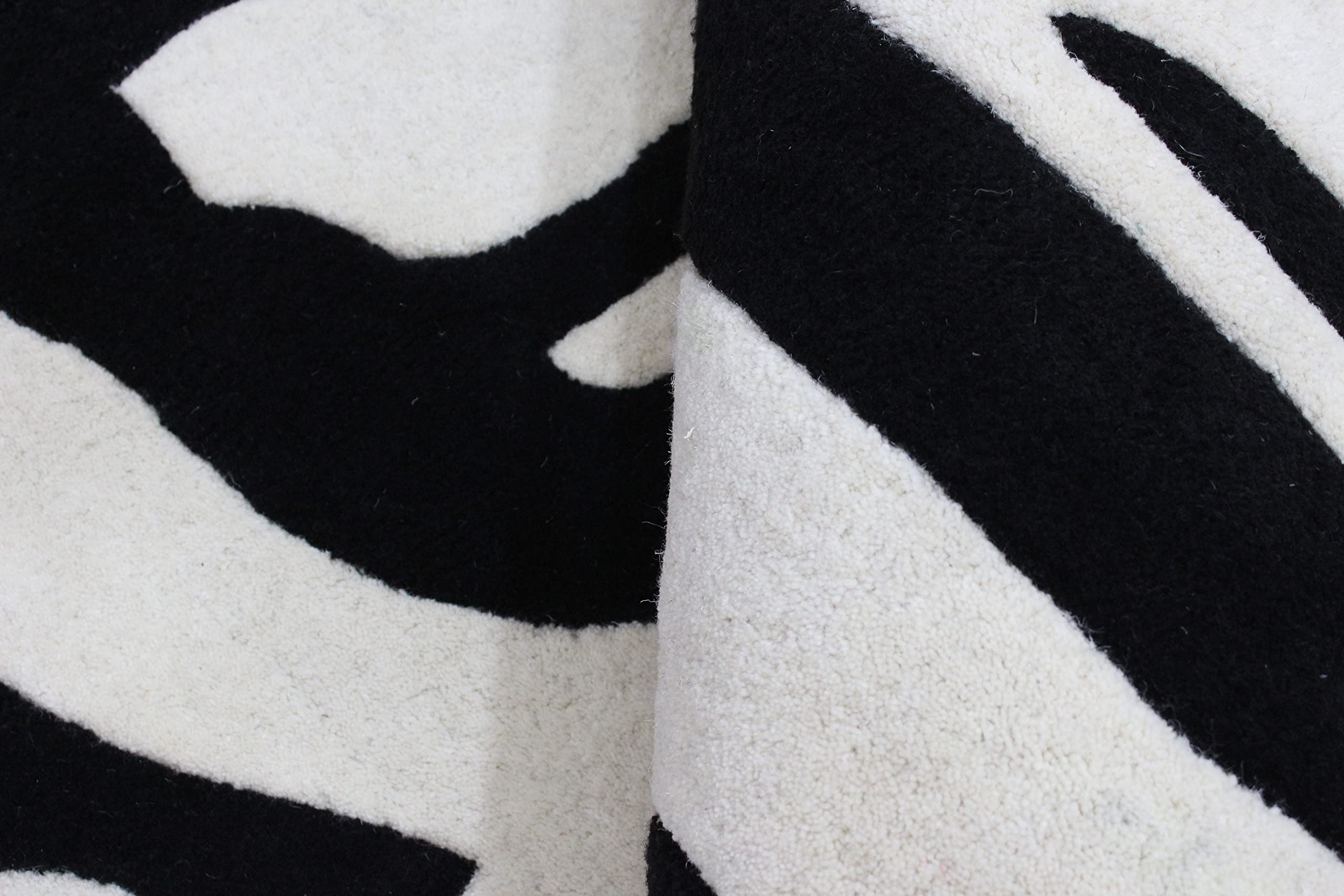 Schwarz Beige 100% Wolle Teppich Handarbeit (ME-5, 170 x 240 cm)