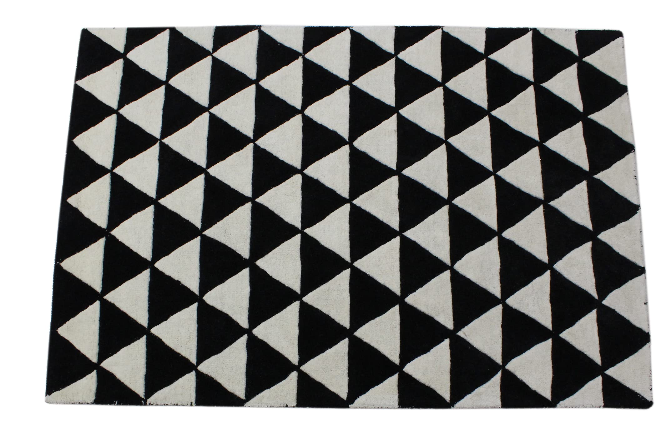 Schwarz Beige 100% Wolle Teppich Handarbeit (ME-2, 120 x 180 cm)