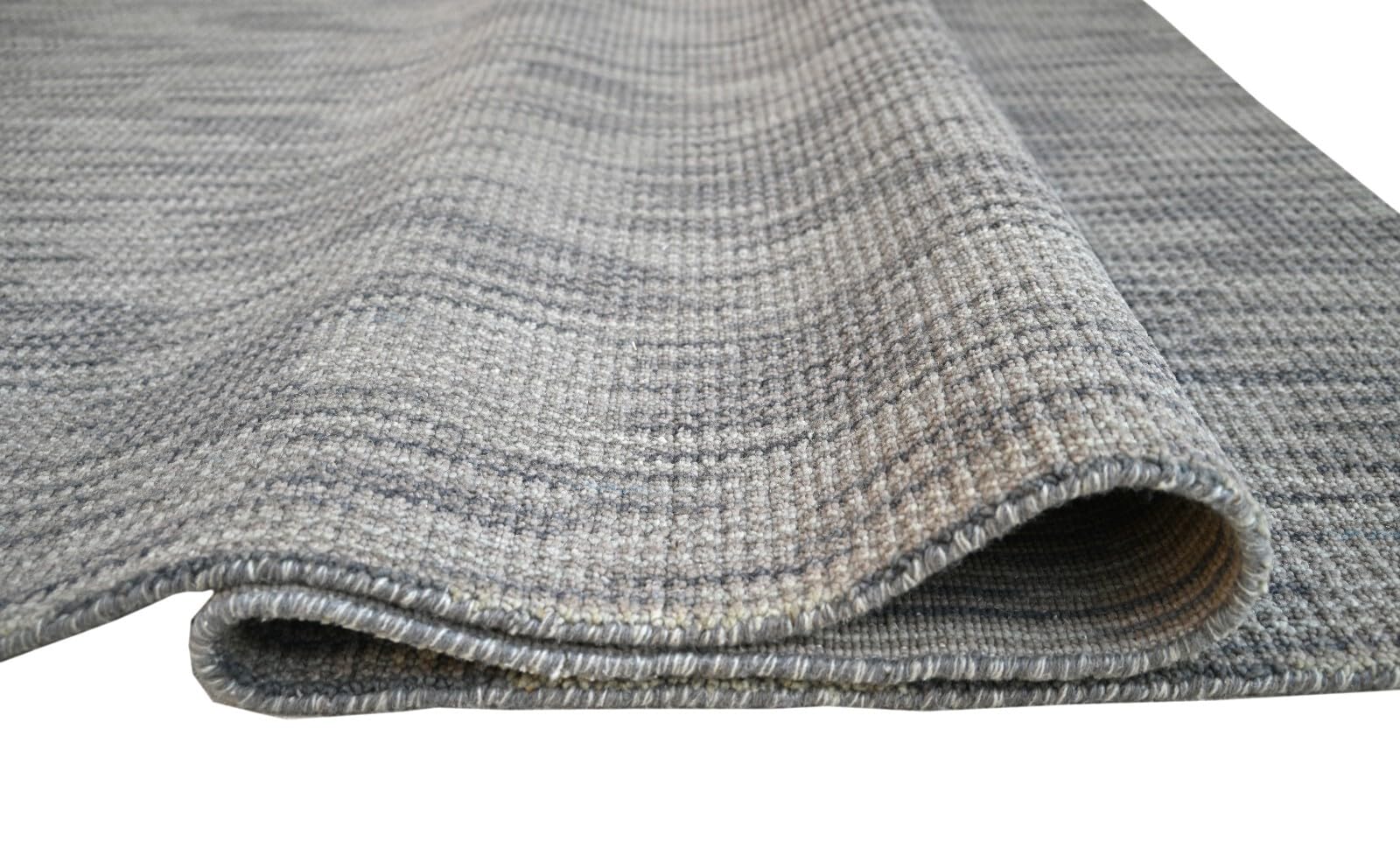 Handgewebter Teppich 150x240 Grau Glanzoptik Wolle Flach Wohnzimmer SH101