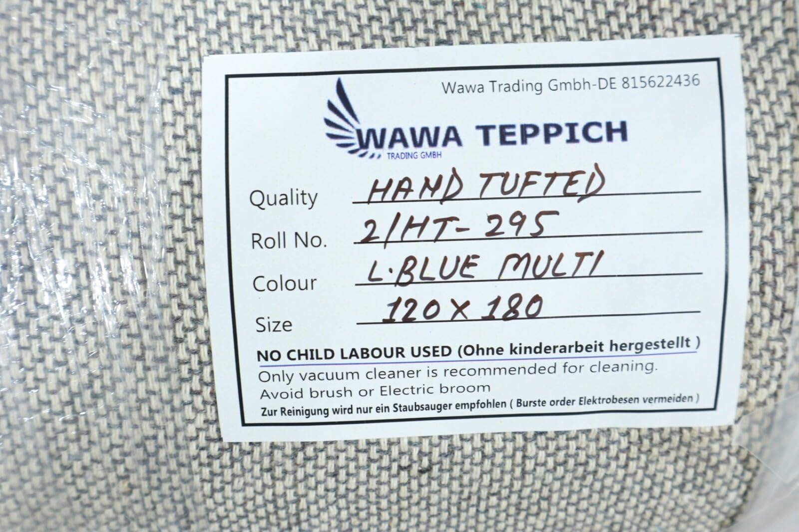 Handgetufteter Wollteppich 120x180 Blau Bunt Modern Marokko Muster Teppich HT295