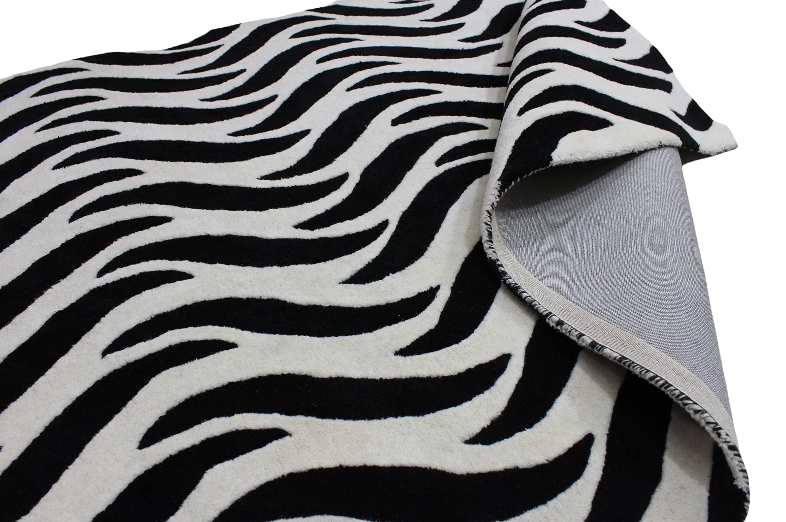 Schwarz Beige 100% Wolle Teppich Handarbeit (ME-3, 170 x 240 cm)