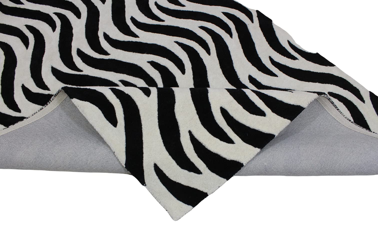 Schwarz Beige 100% Wolle Teppich Handarbeit (ME-3, 170 x 240 cm)