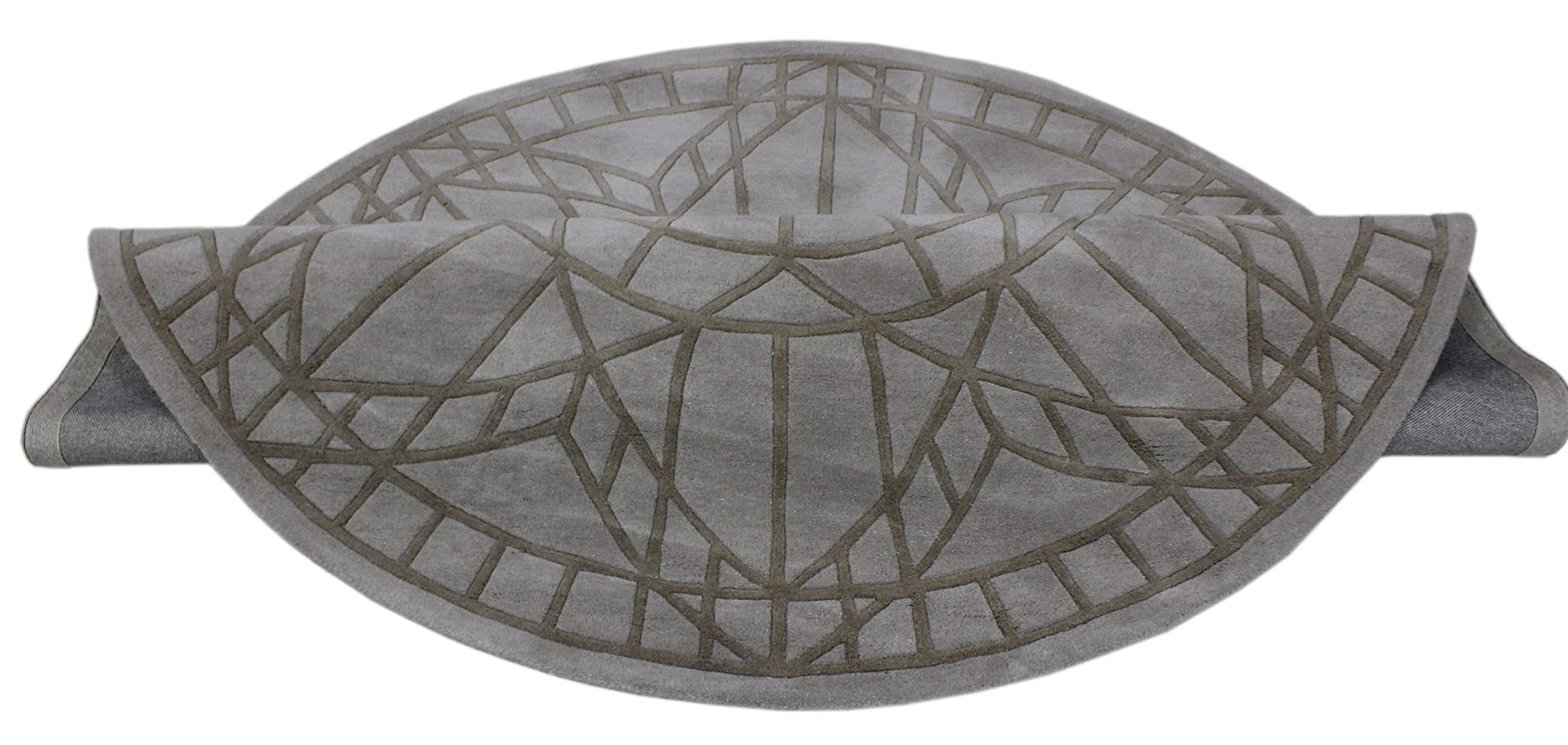 Beige Teppich 100% Wolle Handarbeit Designer Wohnzimmer Teppich 200X200 cm (200 X 200 cm Round, Light Gray)