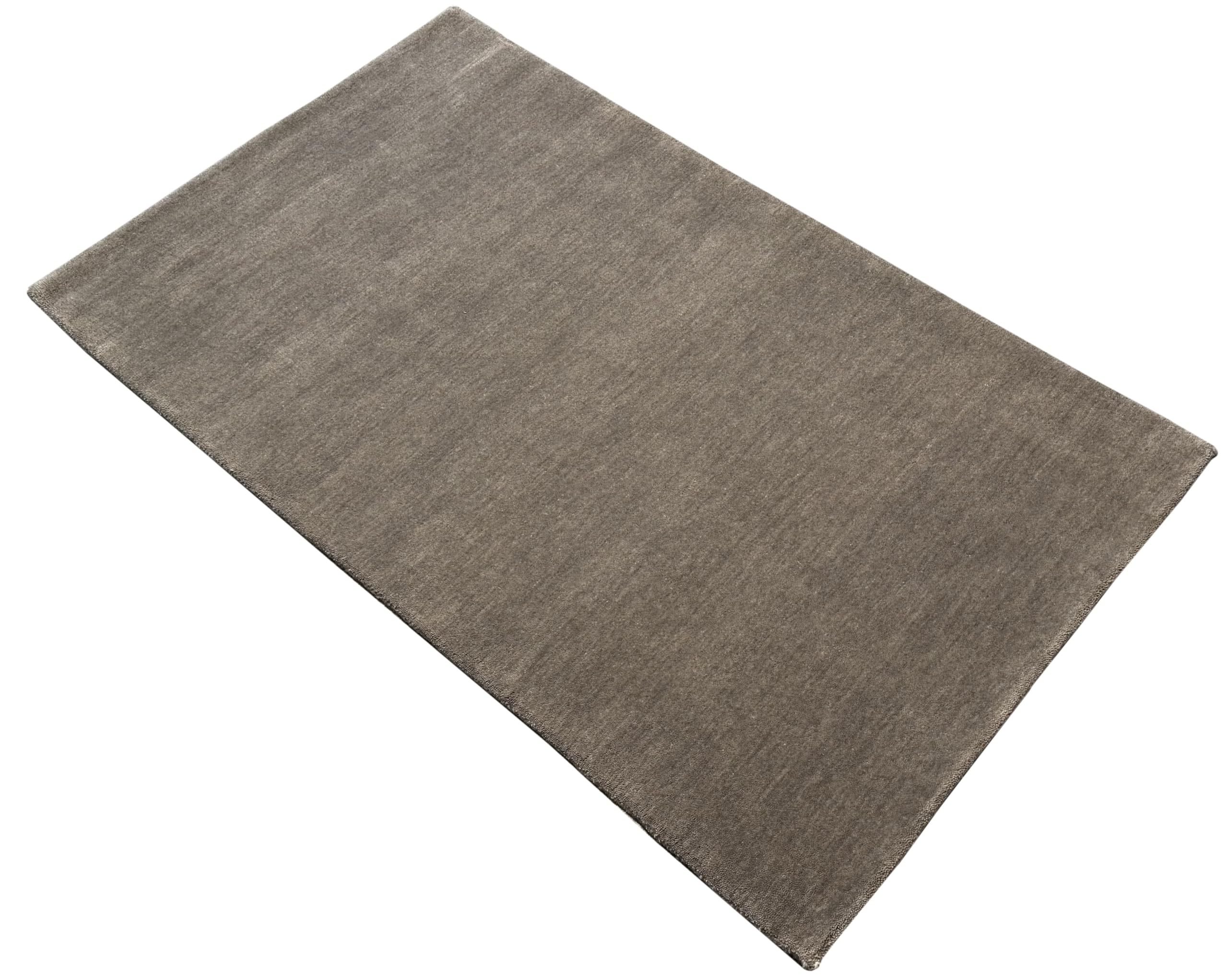 Taup Grau Teppich 100% Wolle 90x160 cm Handgewebt einfarbig gefärbt Uni AN2
